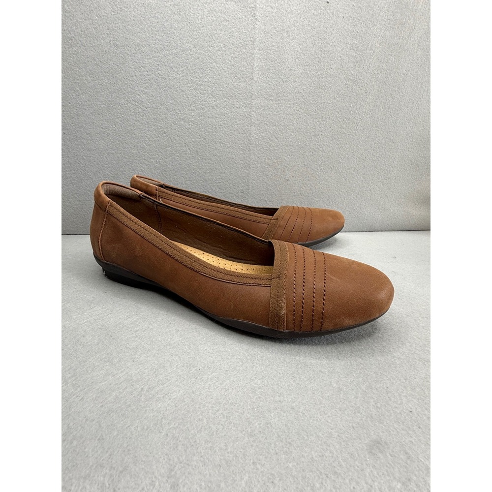 Clarks Sarah Erin Brown Leather Ultimate Comfort Flats Shoes Womens 8 M